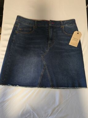 FRYE AND CO. Blue Denim Mini Skirt with Contrast Stitching